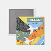 Holland per lucht, op vakantie gedrukt magneet (Voorkant / Achterkant)