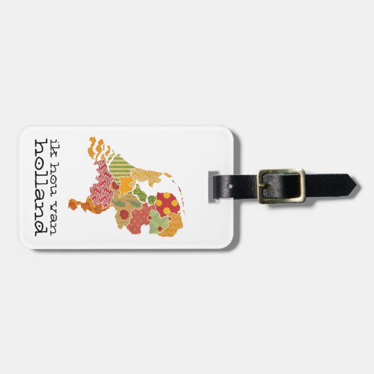 Holland Province Map Bohemian Patchwork Style Bagagelabel (Voorkant horizontaal)