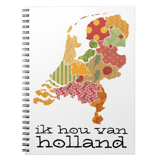 Holland Province Map Bohemian Patchwork Style Notitieboek (Voorkant)