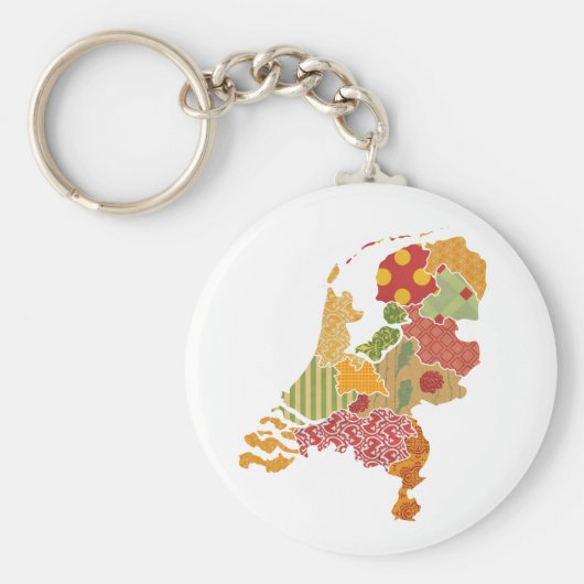 Holland Province Map Bohemian Patchwork Style Sleutelhanger (Voorkant)