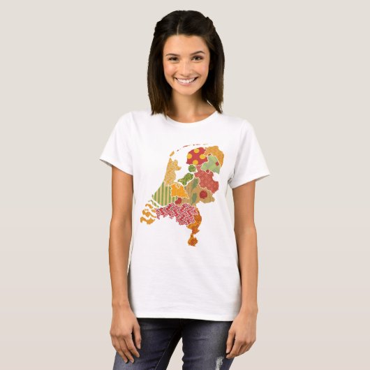 Holland Province Map Bohemian Patchwork Style T-shirt (Voorkant volledig)
