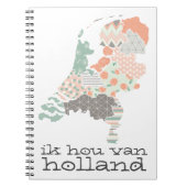 Holland Province Map Geometric Patchwork Style Notitieboek (Voorkant)