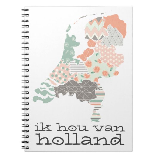 Holland Province Map Geometric Patchwork Style Notitieboek (Voorkant)