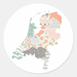 Holland Province Map Geometric Patchwork Style Ronde Sticker
