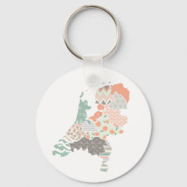 Holland Province Map Geometric Patchwork Style Sleutelhanger