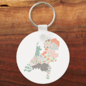 Holland Province Map Geometric Patchwork Style Sleutelhanger (Voorkant)