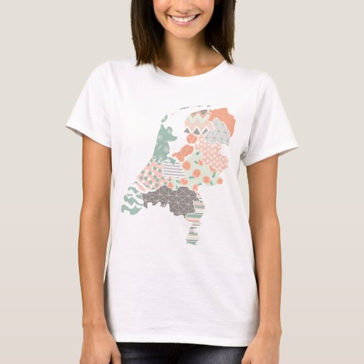Holland Province Map Geometric Patchwork Style T-shirt (Voorkant)