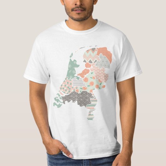 Holland Provincie Kaart Geometrische Patchwork Sti T-shirt (Voorkant)