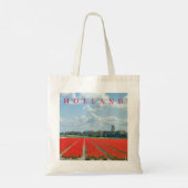 Holland red tulip fields uitzicht canvas tas (Achterkant)