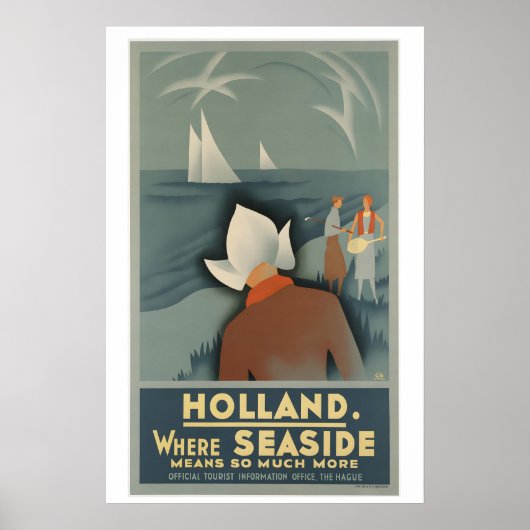 Holland Seaside Netherlands Vintage Travel Poster (Voorkant)