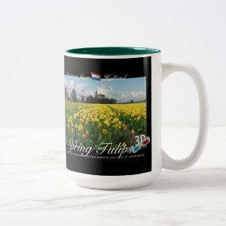 Holland Spring Tulips Landscape 3D Uitzicht Anagly Tweekleurige Koffiemok