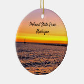 Holland State Park Michigan Pier Sunset Keramisch Ornament (Rechts)