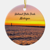 Holland State Park Michigan Pier Sunset Keramisch Ornament (Voorkant)
