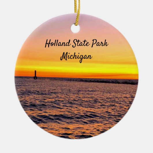 Holland State Park Michigan Pier Sunset Keramisch Ornament (Voorkant)