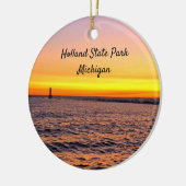 Holland State Park Michigan Pier Sunset Keramisch Ornament (Links)