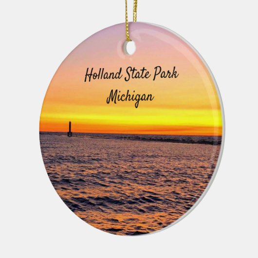 Holland State Park Michigan Pier Sunset Keramisch Ornament (Links)