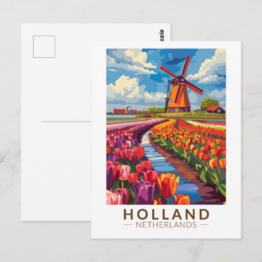 Holland Travel Art Vintage Briefkaart (Voorkant / Achterkant)