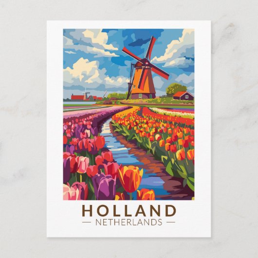 Holland Travel Art Vintage Briefkaart (Voorkant)