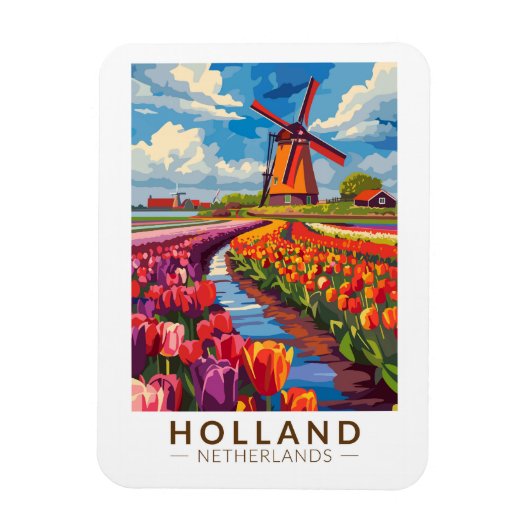 Holland Travel Art Vintage Magneet (Verticaal)