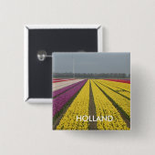 Holland Tulip Field Square Button (Voorkant /achterkant)
