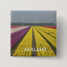 Holland Tulip Field Square Button