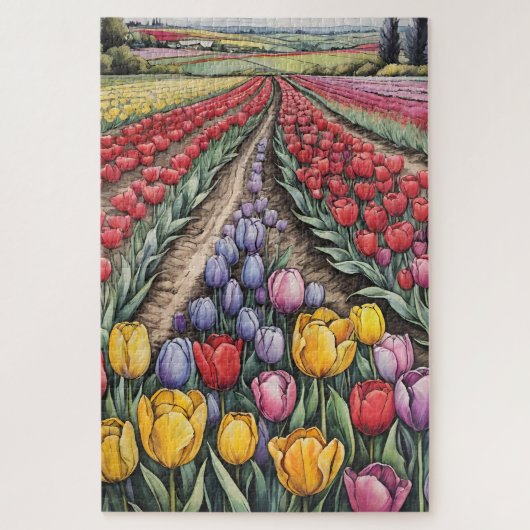 Holland Tulips Field Tulip Art Legpuzzel (Verticaal)