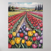 Holland Tulips Field Tulip Art Poster (Voorkant)