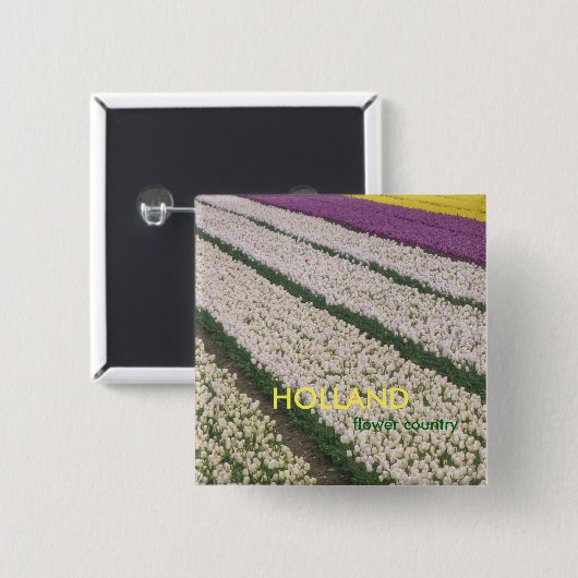 Holland Tulips Square Button (Voorkant /achterkant)