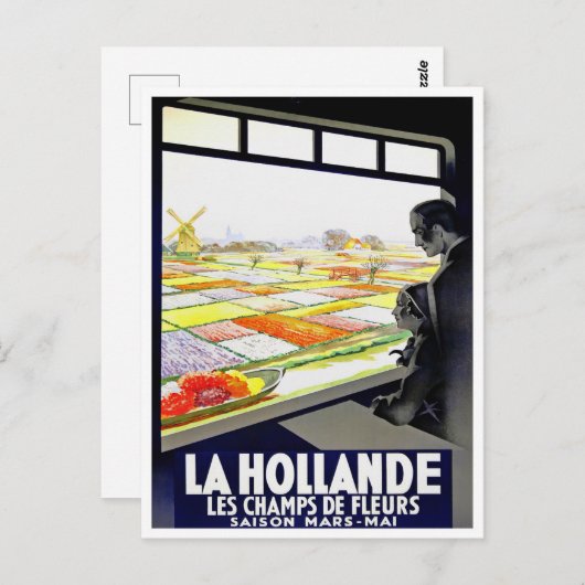 Holland tulp Briefkaart met vintage (Voorkant / Achterkant)