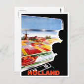 Holland, uitzicht van treinraam, vintage-reis briefkaart (Voorkant / Achterkant)