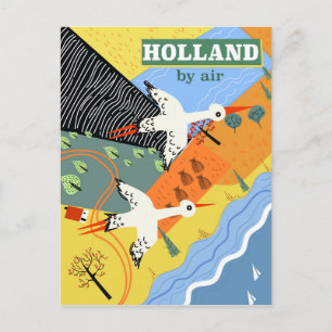 Holland vanuit de lucht vintage vakantieprint briefkaart