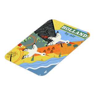 Holland vanuit de lucht vintage vakantieprint magneet