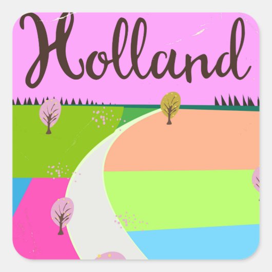 Holland velden reisposter vierkante sticker (Voorkant)