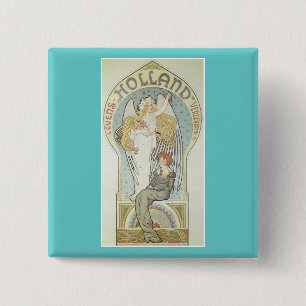Holland Vierkante Button 5,1 Cm
