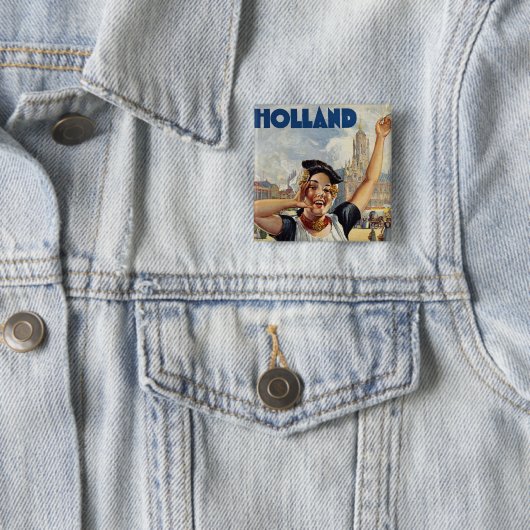 Holland Vierkante Button 5,1 Cm (In situ)