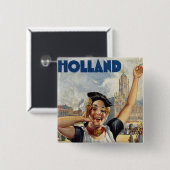 Holland Vierkante Button 5,1 Cm (Voorkant /achterkant)