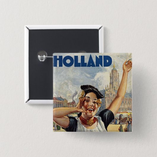Holland Vierkante Button 5,1 Cm (Voorkant /achterkant)