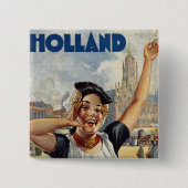 Holland Vierkante Button 5,1 Cm (Voorkant)