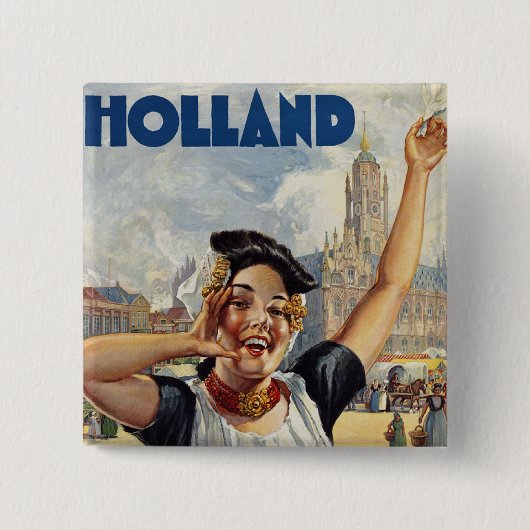 Holland Vierkante Button 5,1 Cm (Voorkant)