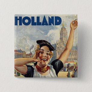 Holland Vierkante Button 5,1 Cm
