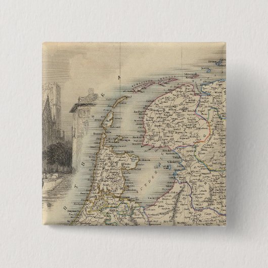 Holland Vierkante Button 5,1 Cm (Voorkant)