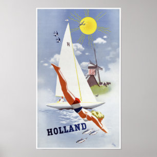 Holland Vintage Travel Poster gerestaureerd
