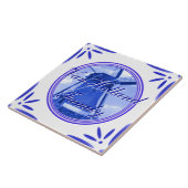 Holland Windmill Delft Blue Gedrukte familienaam Tegeltje (Zijkant)