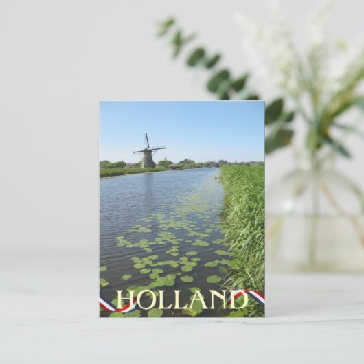 Holland Windmill langs Canal Briefkaart (Staand voorkant)