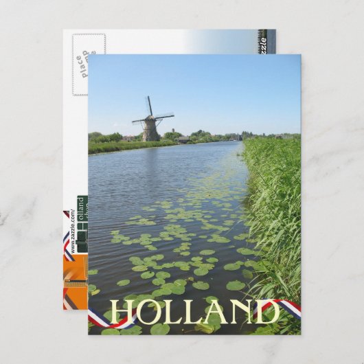 Holland Windmill langs Canal Briefkaart (Voorkant / Achterkant)