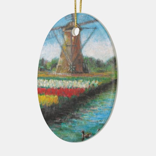 Holland Windmill Tulip Fields Keramisch Ornament (Links)