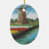 Holland Windmill Tulip Fields Keramisch Ornament (Voorkant)