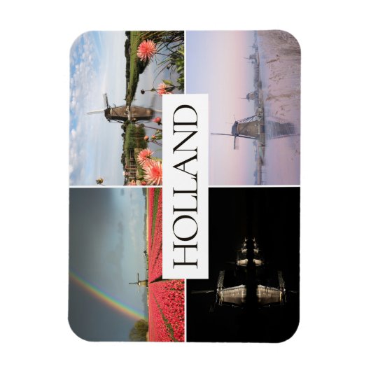 Holland windmolen landschappen reizen fotocollage magneet (Verticaal)