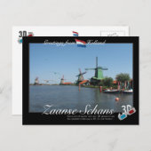 Holland Zaanse Schans Windmil 3D Anaglyph Briefkaa Briefkaart (Voorkant / Achterkant)