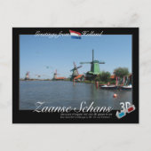 Holland Zaanse Schans Windmil 3D Anaglyph Briefkaa Briefkaart (Voorkant)